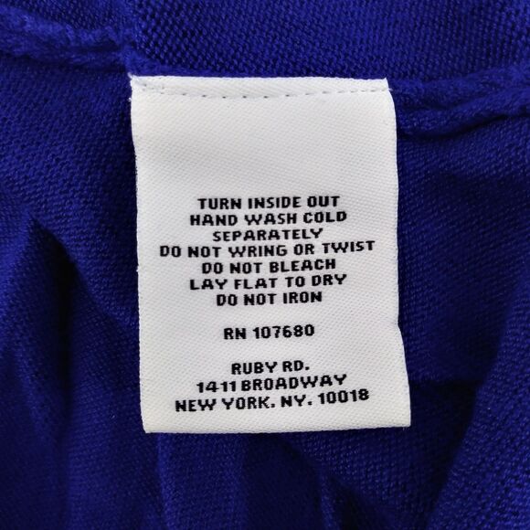 Ruby Rd Blouse Women Size PL Blue Long Sleeve Beaded Sequin Rayon Top - Picture 6 of 6